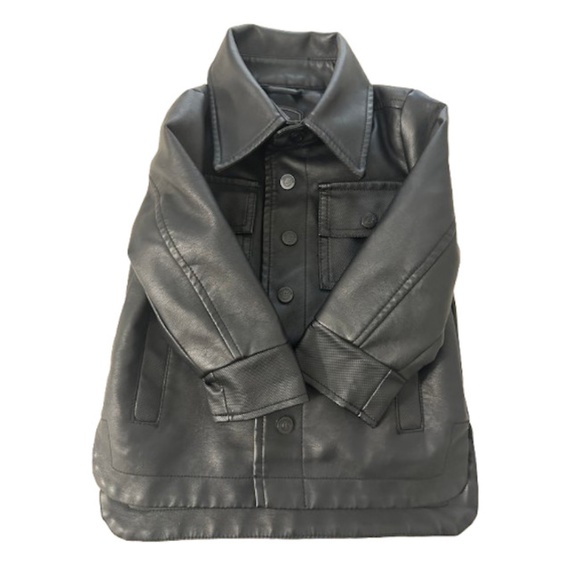 2PC Toddler Boy Faux Leather Jacket & Knit Sweater 12-18 Months - Picture 4 of 9